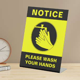 Hand Wash Safety Tabletop Sign