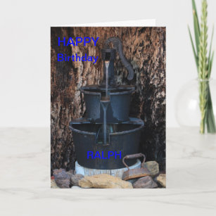 HAND WATER PUMP in a Hollow Tree BIRTHDAY CARD