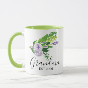 Hand Watercolor Floral Mum Grandma Purple Mug
