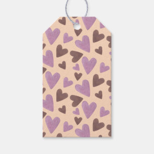 Hand Watercolor Hearts Chocolate Pink Gift Tags