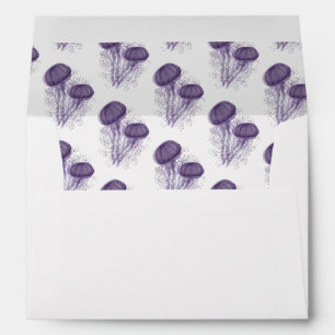 Hand Watercolor Jellyfish Wedding Aquatic Envelope