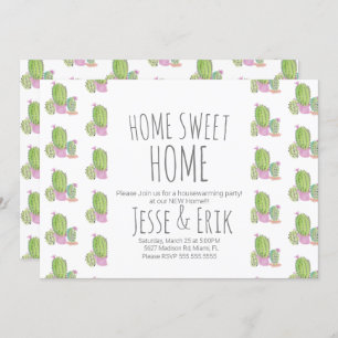 Hand-Watercolored Cactus Plants Housewarming Party Invitation
