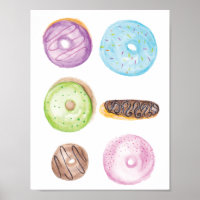 Hand Watercolored Frosted Mixed Doughnuts