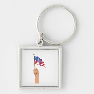 hand waving usa flag key ring