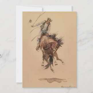 Hand-Whipping a Bronc by Edward Borein Invitation