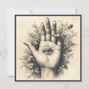Hand with Eye Surreal Antique Flat Greeting Card