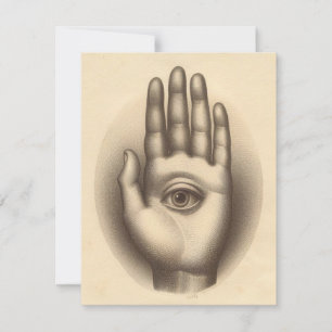 Hand with Eye Surreal Antique Illustration Card