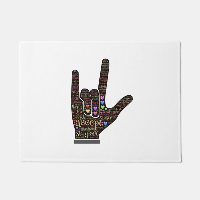 Hand with inspirational text doormat (Front)