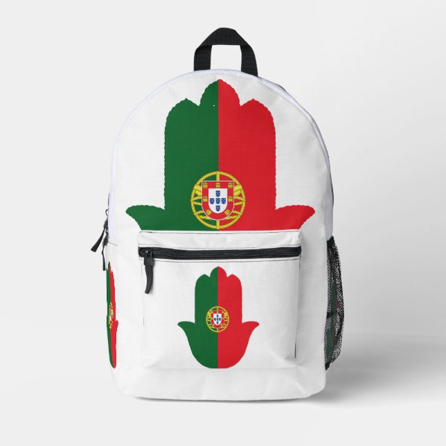 HAND With Portugal Flag Printed Backpack (Front)