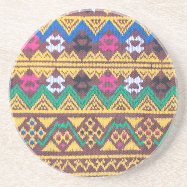 Hand Woven Thai Silk Pattern Coaster (Front)