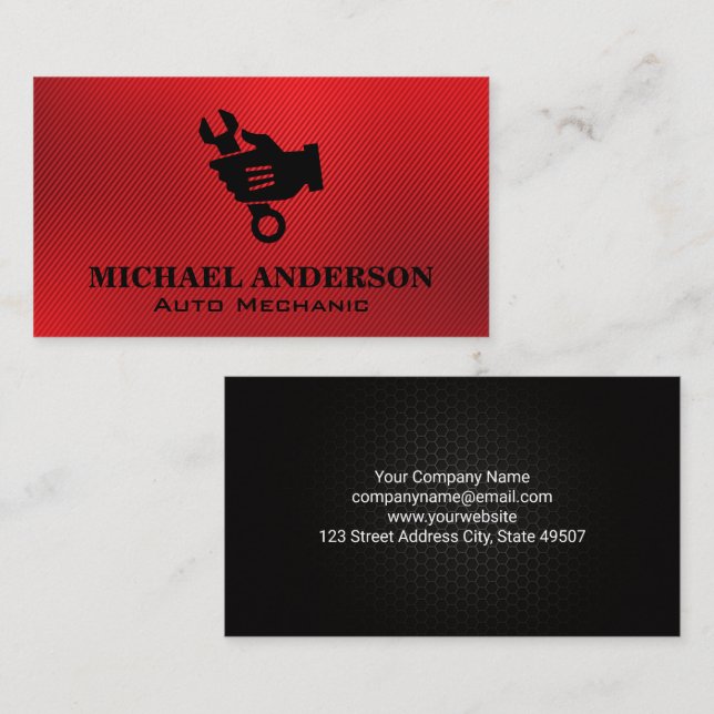 Hand Wrench | Mechanic Technician Business Card (Front/Back)