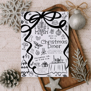 Hand Write Christmas Diner Invitation
