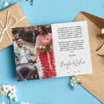 Hand-writing Script Photo Wedding Thank You<br><div class="desc">Romantic wedding thank you card printed with two of your wedding photos,  a smaller one on one side and a larger on the other side. Thank you in a modern hand-writing script,  your names too,  with a printed thank you text above.</div>