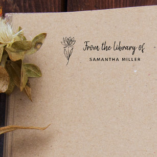 Hand-written Botanical Custom Book The Library Of  Rubber Stamp