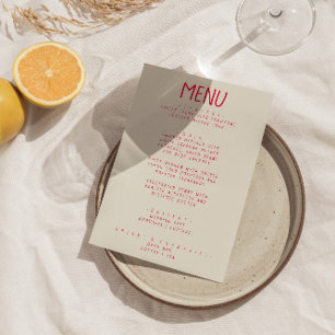 Hand-Written  Colourful Bright Funky Modern Weddin Menu