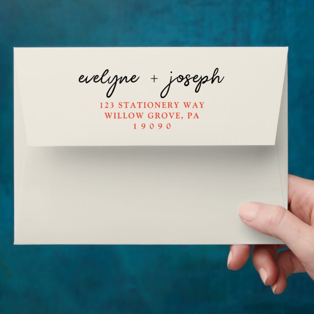 Hand-Written Colourful Retro Bold Funky Wedding Envelope (Hand)