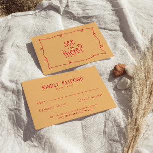 Hand Written Colourful Retro Bold Unique Wedding RSVP Card