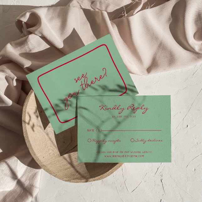 Hand-Written Colourful Retro Bold Unique Wedding RSVP Card (Creator Uploaded)