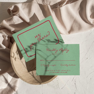 Hand-Written Colourful Retro Bold Unique Wedding RSVP Card