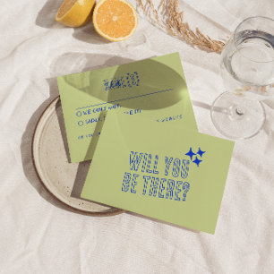 Hand Written Colourful Retro Funky Unique Wedding  RSVP Card