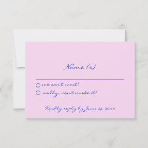 Hand Written Colourful Retro Funky Wedding Details RSVP Card