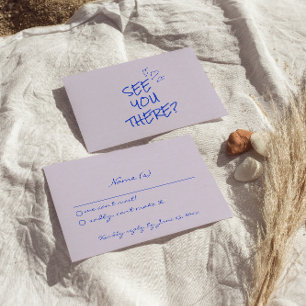 Hand Written Colourful Retro Funky Wedding Details RSVP Card