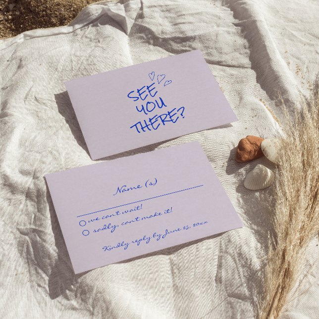 Hand Written Colourful Retro Funky Wedding Details RSVP Card (Creator Uploaded)