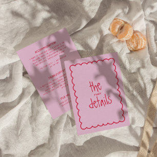 Hand Written colourful Retro Modern Wedding Detail Enclosure Card