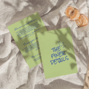 Hand Written colourful Retro Modern Wedding Detail Enclosure Card