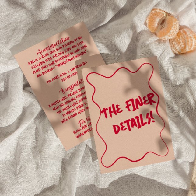 Hand-Written colourful Retro Modern Wedding Detail Enclosure Card (Creator Uploaded)