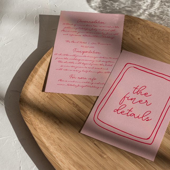 Hand-Written colourful Retro Modern Wedding Detail Enclosure Card (Creator Uploaded)