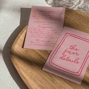 Hand-Written colourful Retro Modern Wedding Detail Enclosure Card