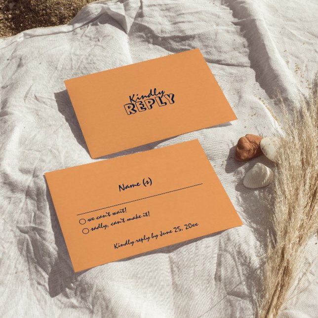 Hand Written Colourful Retro Modern Wedding Detail RSVP Card (Creator Uploaded)