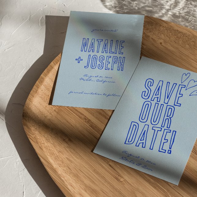 Hand Written Colourful Retro Unique Modern Wedding Save The Date (Creator Uploaded)