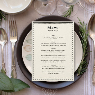 Hand Written Drawing Black & White Wedding Menu