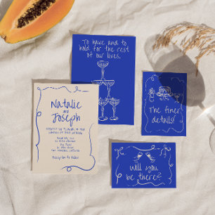 Hand Written Drawn Modern Funky Unique Wedding Invitation