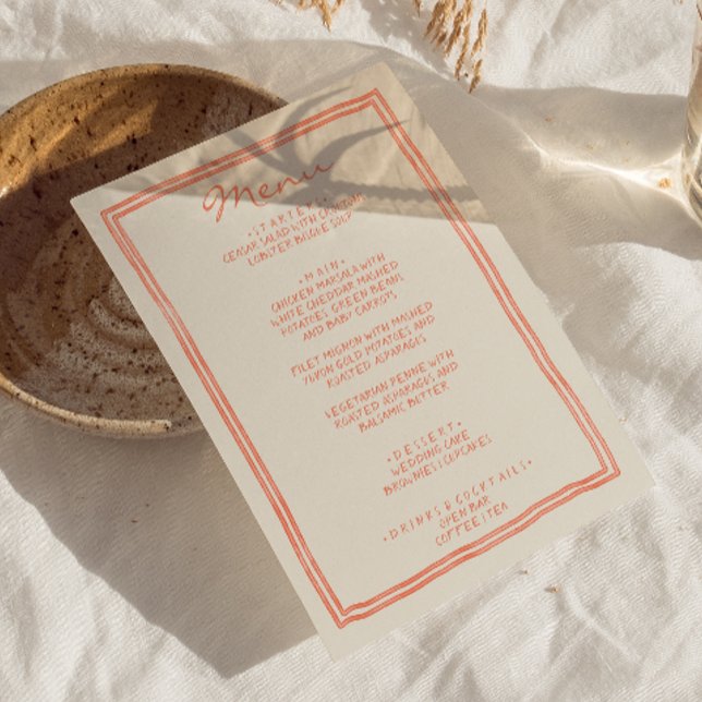 Hand Written Drawn Painted Unique Funky Wedding Menu (Creator Uploaded)