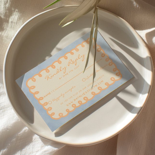 Hand Written Drawn Painted Whimsical Funky Wedding RSVP Card (Creator Uploaded)
