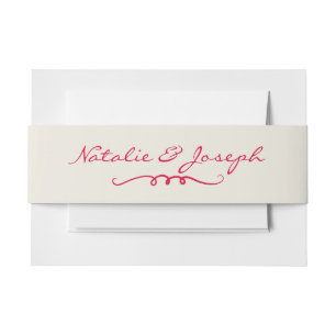 Hand Written Drawn Retro Whimsical Fun Wedding Invitation Belly Band