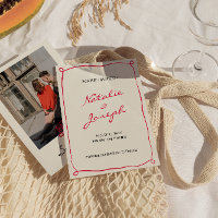 Hand Written Drawn Retro Whimsical Photo Wedding