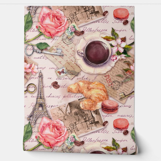 Hand written letters, Eiffel Tower, coffee  Wallpaper (Unrolling)
