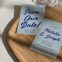 Hand Written Navy Colourful Retro Modern Wedding