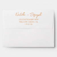 Hand Written Orange White Whimsical Retro Wedding