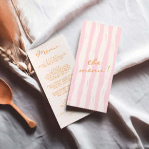 Hand Written Painted Colourful Pinstripes Wedding Menu