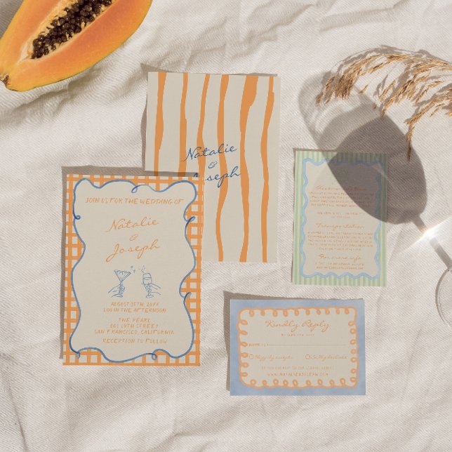 Hand Written Painted Whimsical Colourful Wedding Invitation (Creator Uploaded)