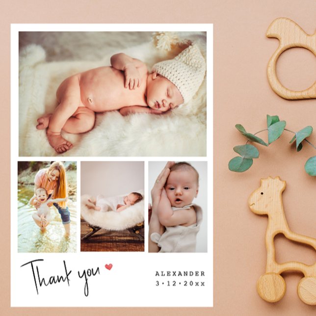 Hand-written Photo Collage Baby Shower Thank You   Postcard (Creator Uploaded)