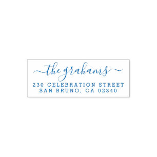 Hand Written Script Family Name & Return Address Self-inking Stamp