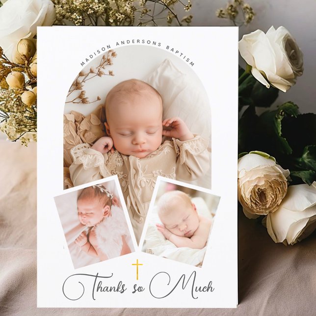 Hand-Written Script Religious Baptism Thank You Card (Creator Uploaded)