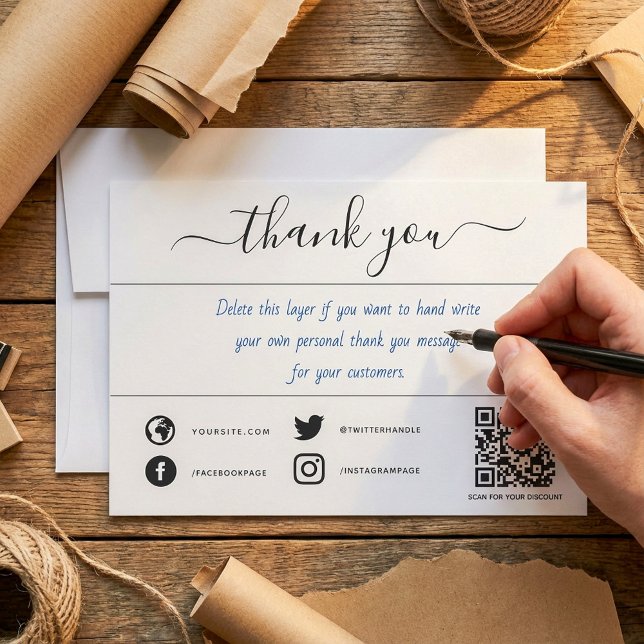  Hand written social qr code thank you insert card (Hand written social qr code thank you insert card.)