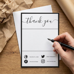 Hand written social thank you insert card